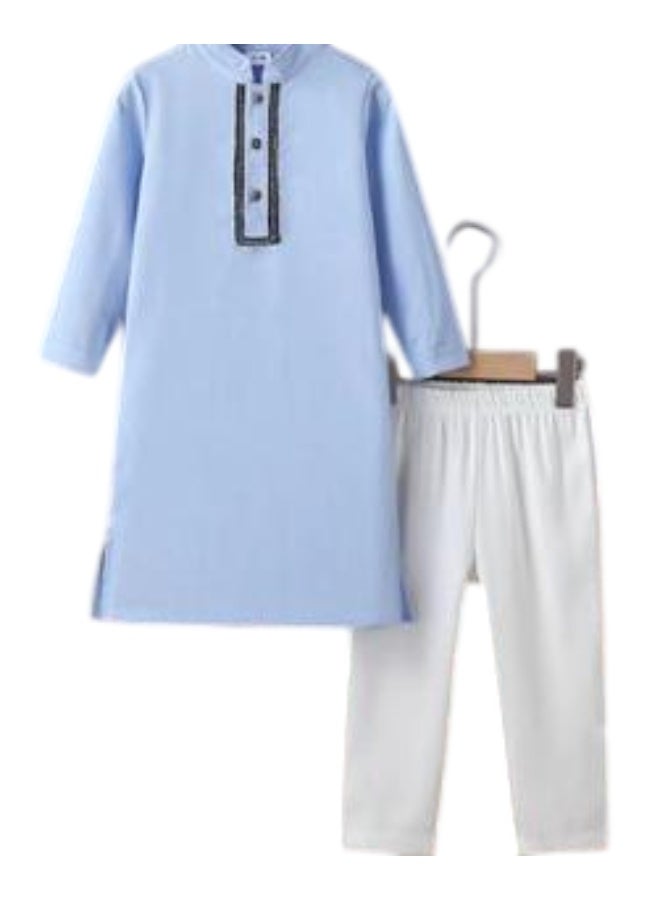 Bidani Boys Blue Classic Kurta and Pants - Image 3